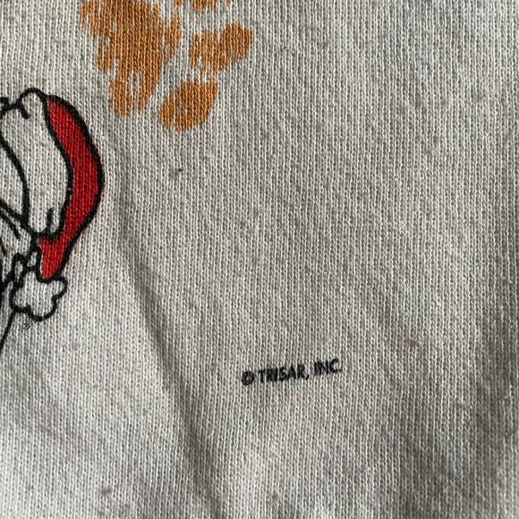 Vintage 90s Santa Claws Christmas Cat Cartoon Trisar Raglan Crewneck Sweatshirt - Picture 3 of 5